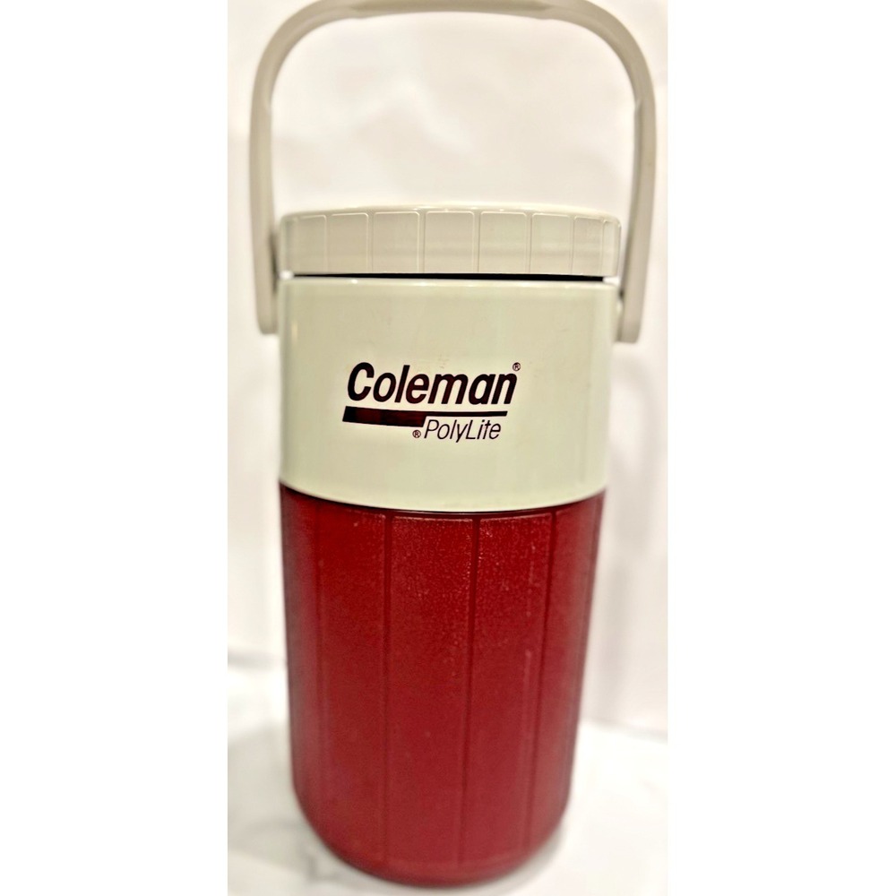 Vintage-Coleman Polylite 1 Gallon Jug Cooler- Red & White USA Camping Picnic